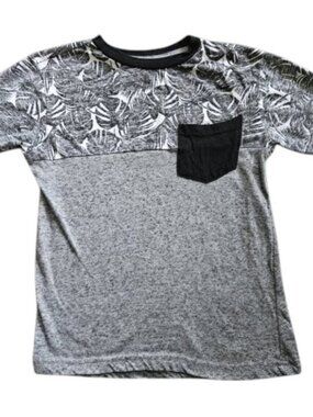 COPPER DENIM Gray Tropical Print Short Sleeved Top Boys Size 6